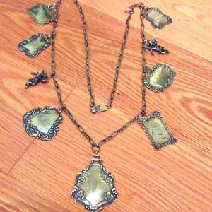 Vintage T. Foree Hunsicker Sterling Silver Luggage Tag Necklace